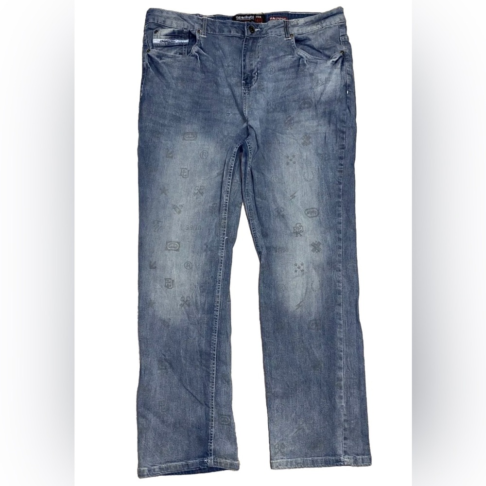 Ecko Unltd Jeans Mens 42x31 (40x31) Slim Straight Hip Hop Rap Streetwear Y2K AOP